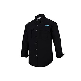 Tuna Men's Fishing Hiking UPF 50+ Sun Protection Anti-Static Waterproof Outdoor Two Pockets Long Sleeve Shirts (Black #9 4XL)