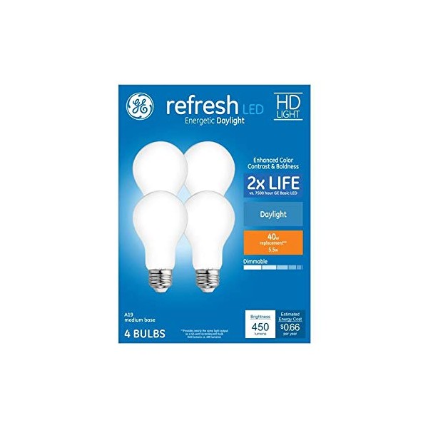 GE 44899 Refresh 4-Pack 40 W Equivalent 5.5W Dimmable 5000k