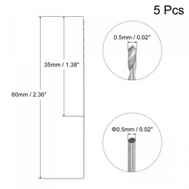 uxcell 5 Pcs 0.5mm Mini Micro Twist Drill Bits, High-Speed Steel Straight Shank Extra Long Drill Bit 60mm for Aluminum Alloy