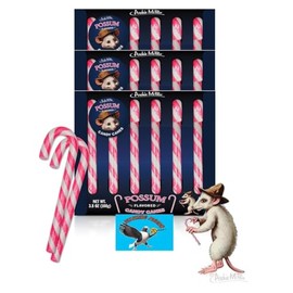 Archie McPhee POSSUM Flavored Candy Canes 18 COUNT - Christmas Holiday Stocking Stuffers Funny Novelty Weird Prank Gag Joke Gift Present - Includes PITCHING PIGEON Brand Magnet
