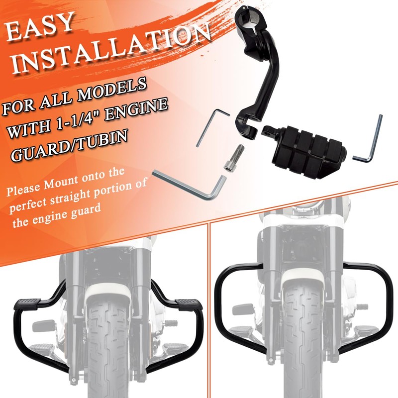 FOVPLUE 1.25" Highway Footpegs,Long Angled Adjustable Highway Pegs w/Mounts for