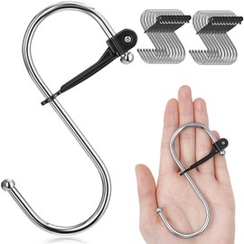 Sopito S Hooks, 8PCS S Hooks for Hanging Heavy Duty Metal S Shaped Hanging Hooks for Kitchen Office Bathroom Bedroom (Silver, Large)