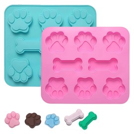 LUMOOM 2 Stück Schokolade Silikonformen, Backform Silikon mit Pfote und Knochen, Eisform für hundeeis, 8 Mulden pro Form für Süßigkeiten Gelee Eiswürfel Hund Behandelt