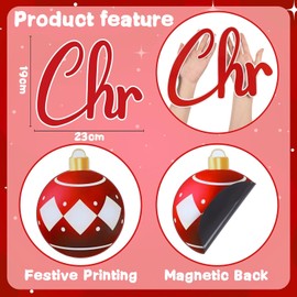 KAHEIGN 31Pcs Christmas Garage Door Magnets, 19CM Merry Christmas Magnet Sticker with 13Pcs Christmas Balls and Hanging Bows for Xmas Holiday Garage Door Refrigerator Car Decoration (Red Silver)