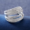 QUSIIOSLK 925 Sterling Silver Multi-Row Twist Criss Cross Ring Entwined