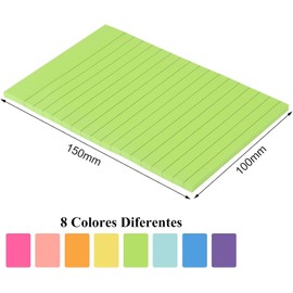 8Pcs Notas Adhesivas con Rayas, 320 Pestañas de Notas Autoadhesivas de 8 Varios Colores, 10x15cm Handy Separador De Libros para Páginas o Marcadores de Libros, Notas de Lectura, Archivos Clasificados