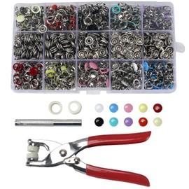 Luabue 260 Sets Press Studs Kit 10 Colours Press Studs with Pliers Metal Press Studs Without Sewing for DIY Crafts Children's Clothing Bags Handmade