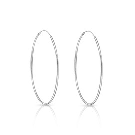 DTPsilver 925 Sterling Silver LARGE Hoops/Sleepers Earrings - Thickness 1.5 mm - Diameter 60 mm