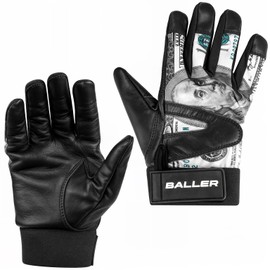 Gorilla Balls Baseball Glove - Unisex Adult & Youth Leather Batting Gloves with Unique $100 Bill Design for Baseball & Softball (Youth Large)