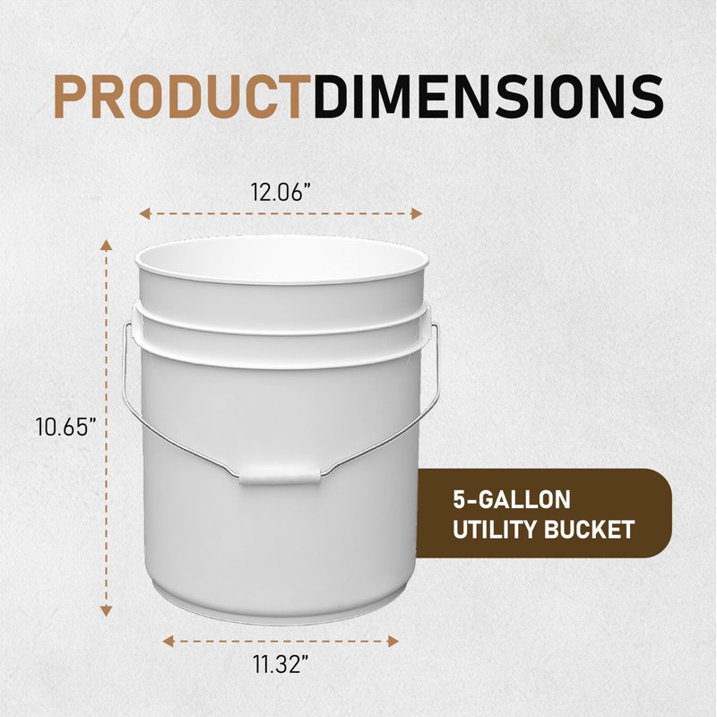 ATERET 5 Gallon Buckets Only - Durable 90 Mil All