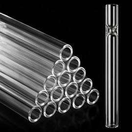 GLOMAXLY 24 Pcs Borosilicate Glass Tubes 4.4 Inch, Thick Wall Heat Resistant Clear Glass Blowing Tubing 12mm OD 8mm ID for Laboratory Experiments Craft Industrial DIY Projects Acid Alkali Resistant