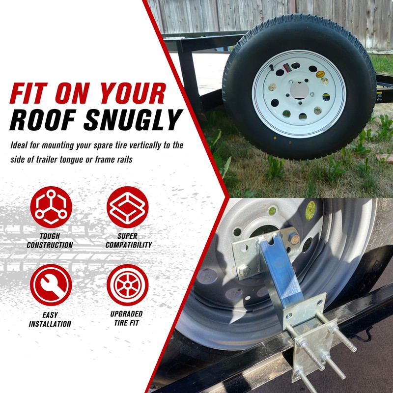 FIERYRED Trailer Spare Tire Mount with Lock, 120LBS Spare Tire