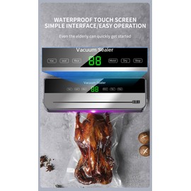 Vacuum Sealer Machine, Dry/Moist Food Vacuum Sealer for Food Storage and Sous Vide, With External Vacuum & 1 Air Suction Hose, LED Smart Touch, Built-in Cutter, 10 Vacuum Bags (light gray)