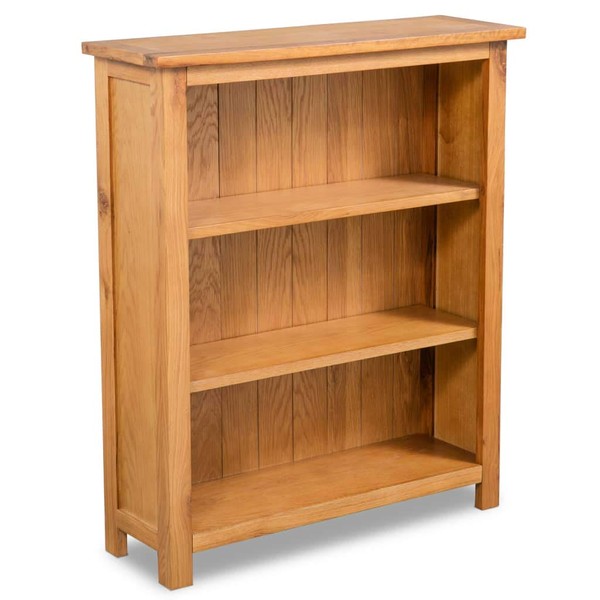 vidaXL Solid Oak Wood 3-Tier Bookcase Book Shelves Cabinets Display