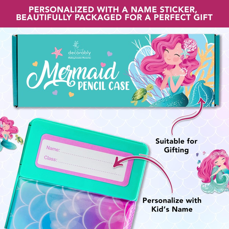 Decorably Pop Up Multifunctional Mermaid Pencil Case for Girls with
