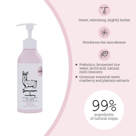 YOPE Natural Body Soap, Gel Wash, 10.1 fl oz (300 ml), For Delicate Zones, Geranium and Cranberry Scent, Feminine