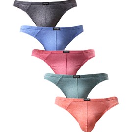 IKINGSKY Men's Stretch Thong Underwear Soft T-back Mens Underwear Low Rise Bulge Under Panties for Men (XX-Large, 5 Pack)