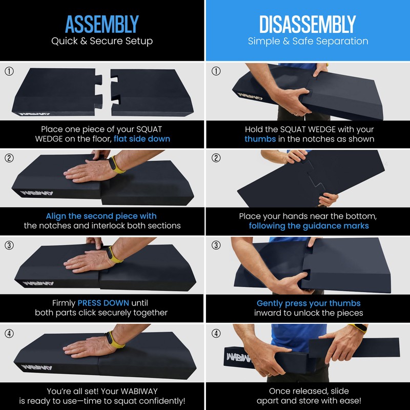 WABIWAY Squat Wedge Block – 2-in-1 Heel Elevated Slant Board