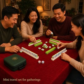 144-Piece Mini Chinese Mahjong Set with Carry Bag and Playing Mat – Portable Travel Tile Game, No Jokers or Arabic Numbers