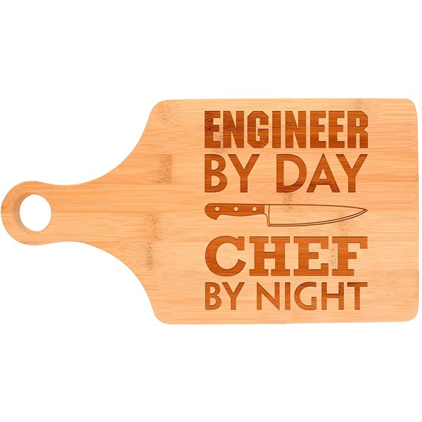 Engineering Gift Engineer By Day Chef By Night STEM Math Paddle Shaped Bamboo Cutting Board Bamboo