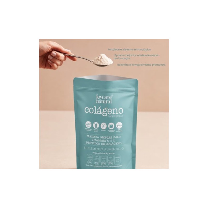 Joycare Natural Colageno Hidrolizado con Matcha (+ Omegas esenciales), Suplemento