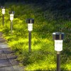 GIGALUMI Solar Pathway Lights, Stainless Steel IP44 Waterproof Auto On/Off