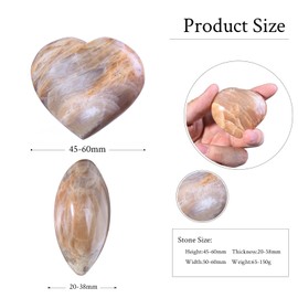 Sportmusies Natural Orange Moonstone Heart Stone Figurine, 1.77-2.36 inches