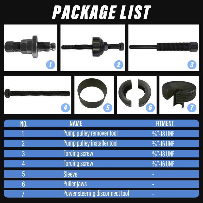 SUGOOE Power Steering Pump Pulley Puller Installer Tool Set Puller