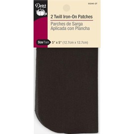 Dritz Twill Iron-On Patches, 5 x 5-Inch, 2 Count, Brown