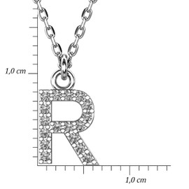 LILLY MARIE Ladies Delicate Necklace 925 Sterling Silver Rhodium Plated Letter Pendant Adjustable Length Eco Packaging Gift Ideas for Women, Sterling Silver