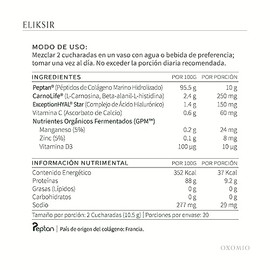 Eliksir de OXOMIO Bolsa Eco-Refill- Colágeno Marino Hidrolizado Francés Peptan para fortalecer y regenerar la piel a nivel celular. (20 porciones).