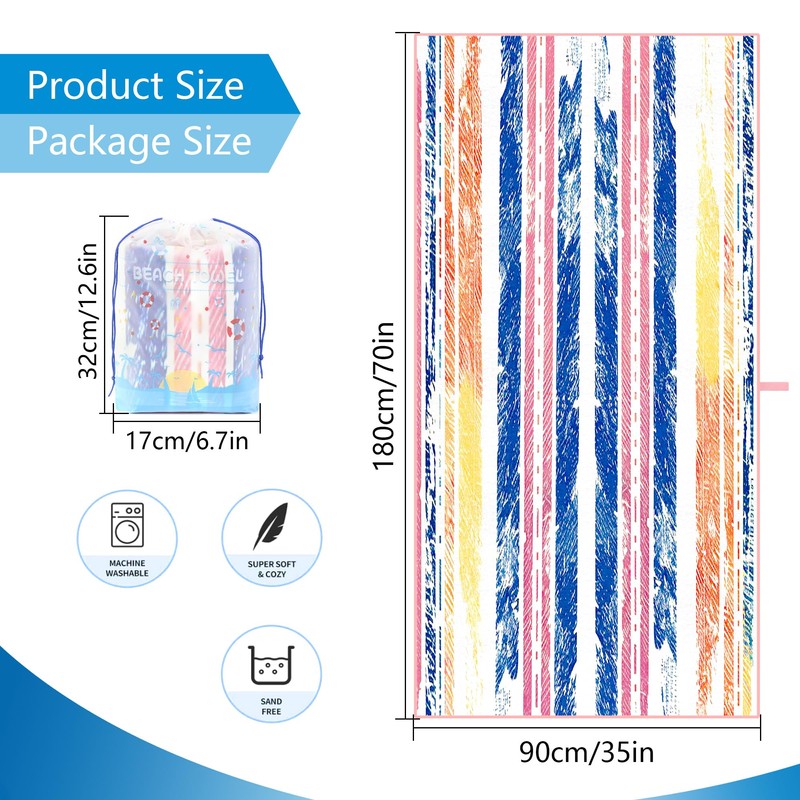 Mikytoper Extra Large 180 x 90 CM Microfibre Sandproof Quick