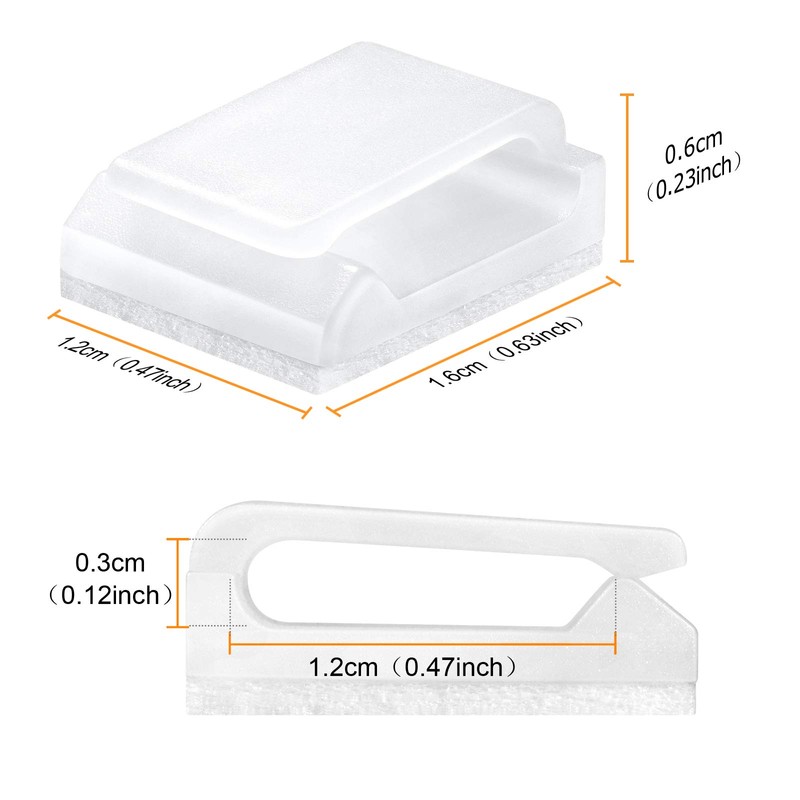 Cable Tidy Management Self Adhesive Cable Clips,100Pack Clamps Fix Led