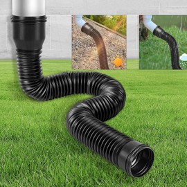 Gutter Flexible Downpipe Extension, Adjustable Extension Piece, PE Material Downpipe, Splash Protection Design with 2 Screws for Gutters, Outdoor Drain (It is Black)