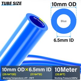 TAILONZ PNEUMATIC 10mm OD 6.5mm ID Polyurethane PU Air Hose Pipe Tube Kit 10 Meter 32.8ft