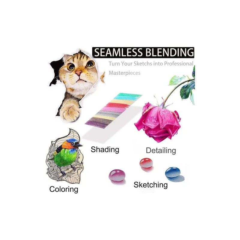 Set 180 Lápices De Dibujo De Colores Metálicos Grafito Kalou