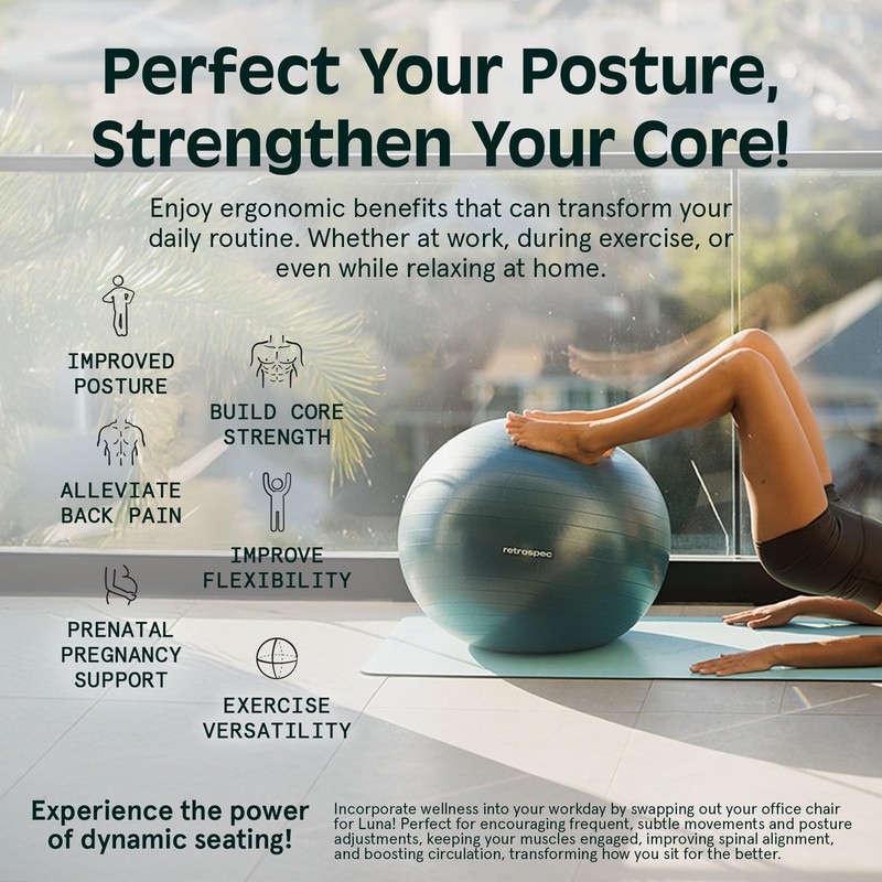 Retrospec Luna Exercise Ball with Pump - Anti-Burst Fitness Equipment
