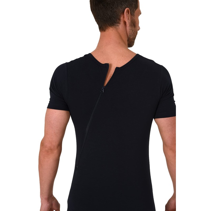 Normann Care 64612 Short-Sleeved Nursing Bodysuit Unisex with Diagonal Zip