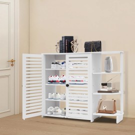 Modern Shoe Storage Cabinet White Shoe Cabinet PVC with Doors for Entryway NEW