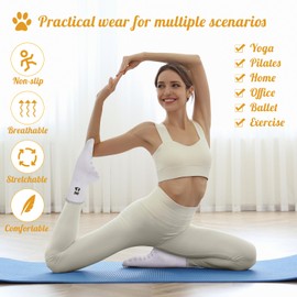 Zuimei 6 Pairs Cat Yoga Grip Socks Women, Reformer Ruffle Non Slip Pilates Socks for Ballet Dance Workout Fitness Running Gym Trampoline Hospital Home