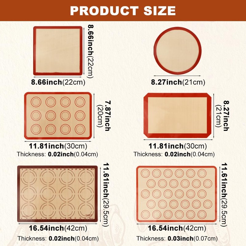 Non-Stick Silicone Baking Mat Set, Extra Thick Silicone Mats for
