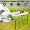 Julimoon Folding Fish Cleaning Table, Portable Camping Table w/ 2