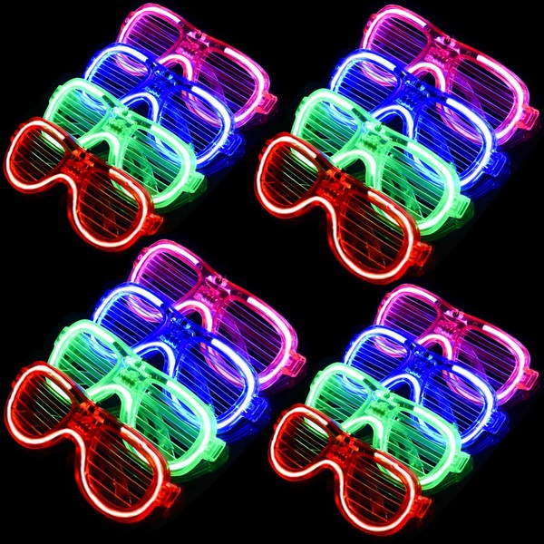 Fsmiling 24 Pack Light Up Glasses Adults Led Glasses Glow