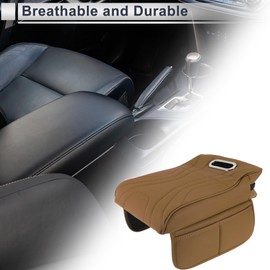 FUELHOOD Car Center Console Cover Car Armrest Cover Multifunctional 13.39"x7.87"x3.54" Brown Leather Sponge
