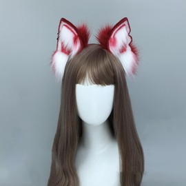 TTYAO REII Brand Wine Red Furry Ears Headband with Tail Animals Ears Tail for Cosplay Costume (Set)
