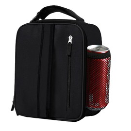 LUCKY CHERRY Insulated Lunch Box & Lunch Bag for Men Women Adult（6L or 10L） - Reusable Small Portable Cooler Lunch Box With Handle Strap for Work Office Picnic Bench Travel (Black(Regular 6L))