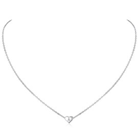 ChicSilver 925 Silver Necklace Alphabet 40 cm + 5 cm with Heart Pendant A-Z 26 Letter Summer Friendship Name Chain with Gift Box for Women and Girls., Silver, a