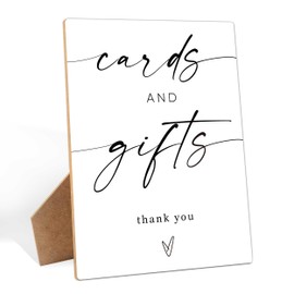 Cards and Gifts Sign, 8×11 Inches Wooden Sign With Stand, Minimalist Gender Neutral Tabletop Decor for Gender Reveal Party, Baby Shower, Wedding, Bridal Shower, Event Party Favor Supplies-5