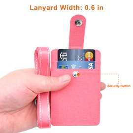 Life-Mate Badge Holder - Leather ID Badge Card Holder Wallet Case with 3 Cards Slot and Neck Lanyard/Strap. Additional Retractable Badge Reel with Belt Clip (Pink)