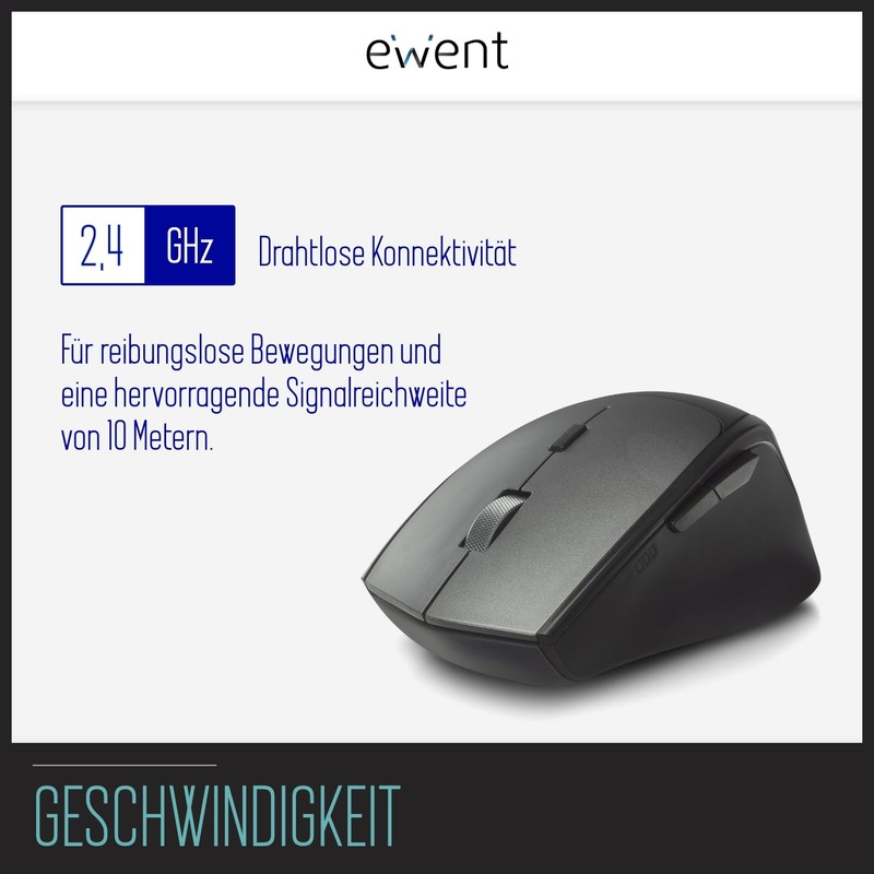 Ewent EW3245 Dual Connectivity Wireless Mouse 2400DPI Silent Click